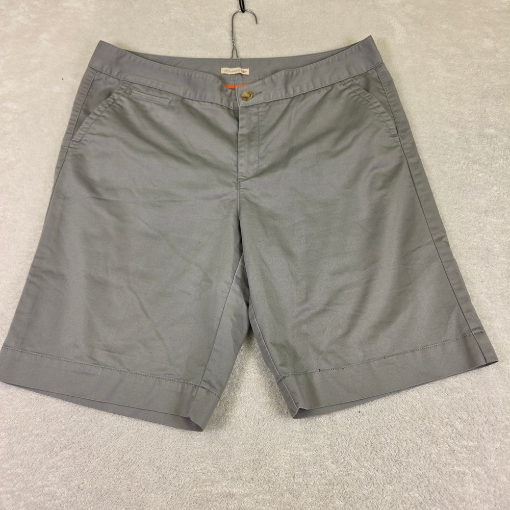 Dockers Womens Gray Chino Shorts Size 18 Cotton Blend Stretch Flat Front 4587